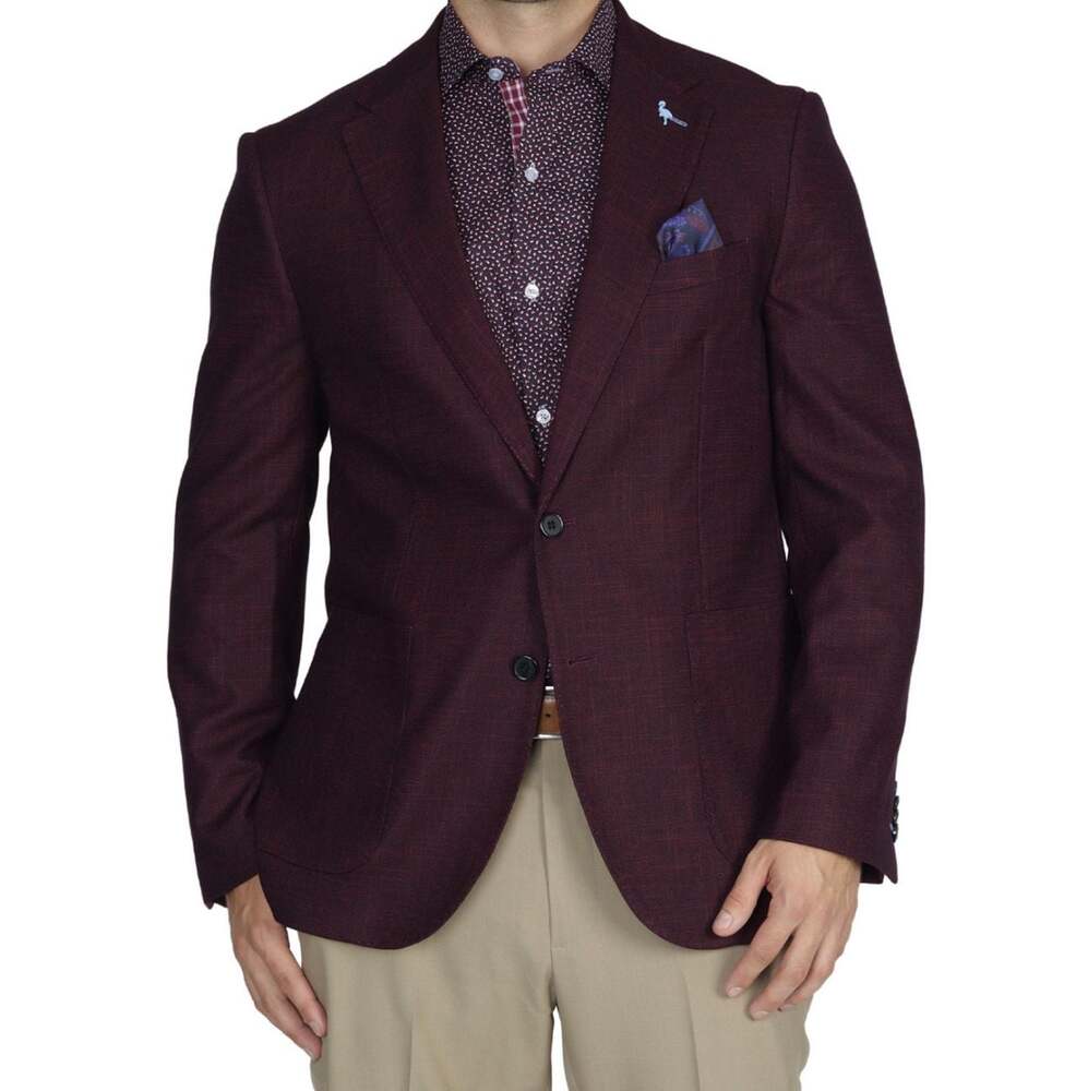 TailorByrd Men's Bordeaux Paisley Velvet Sport Coat size 44R